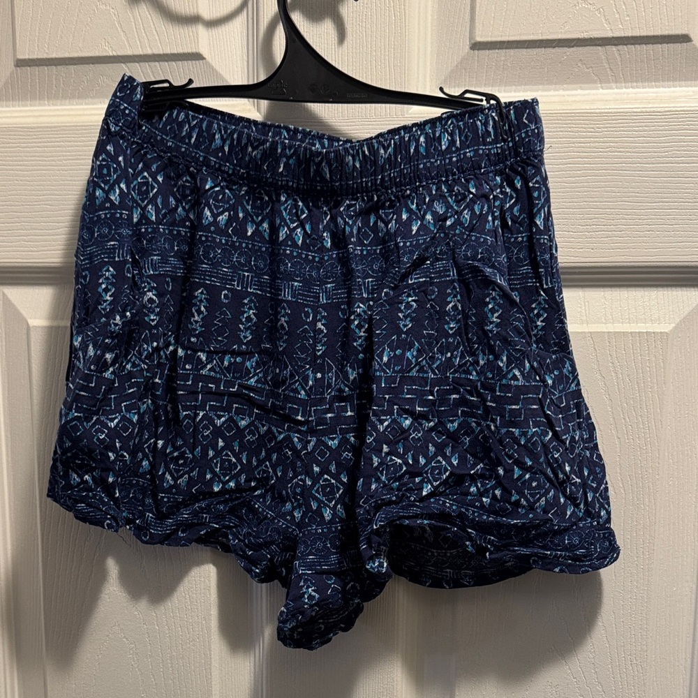 H&M Blue Patterned High Waist Women's Shorts